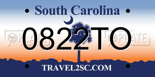 0822TO South Carolina License Plate