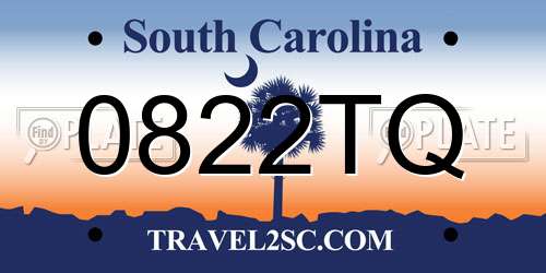 0822TQ South Carolina License Plate