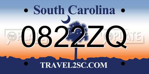 0822ZQ South Carolina License Plate