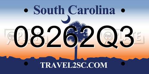 08262Q3 South Carolina License Plate