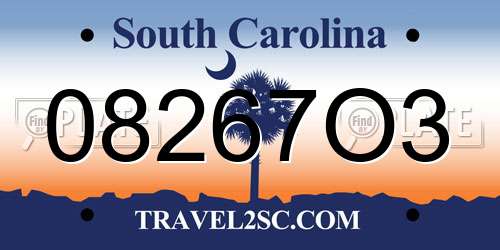 08267O3 South Carolina License Plate