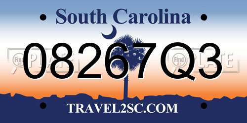 08267Q3 South Carolina License Plate