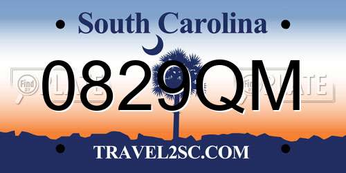 0829QM South Carolina License Plate