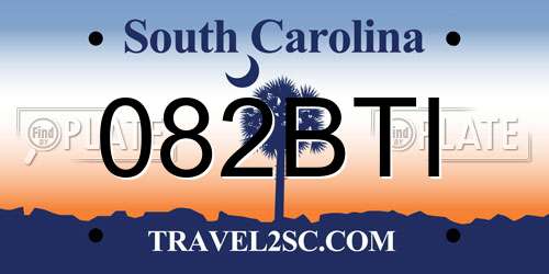 082BTI South Carolina License Plate