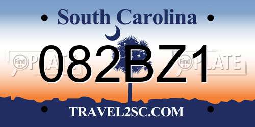 082BZ1 South Carolina License Plate