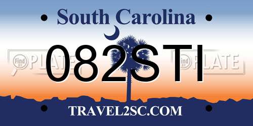 082STI South Carolina License Plate