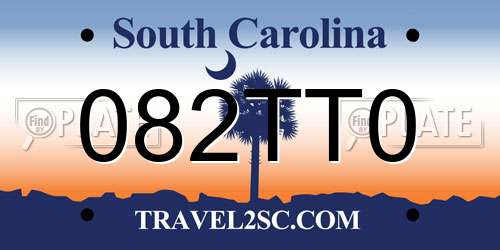 082TT0 South Carolina License Plate
