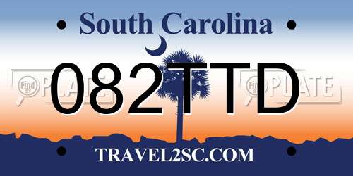 082TTD South Carolina License Plate
