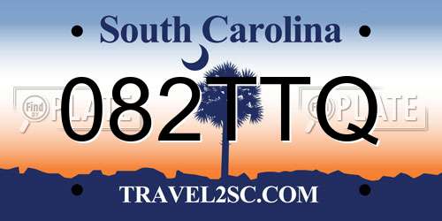 082TTQ South Carolina License Plate