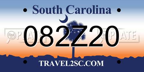 082Z20 South Carolina License Plate