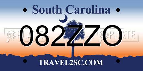 082ZZO South Carolina License Plate