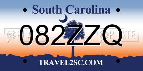 082ZZQ South Carolina License Plate