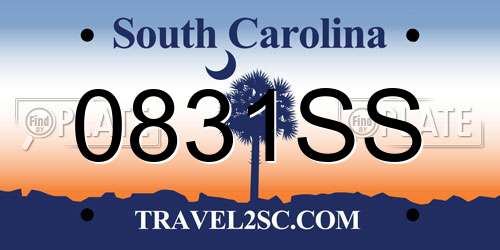 0831SS South Carolina License Plate
