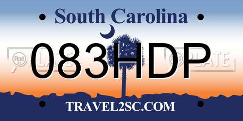 083HDP South Carolina License Plate