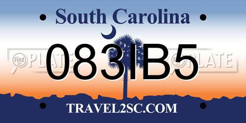 083IB5 South Carolina License Plate