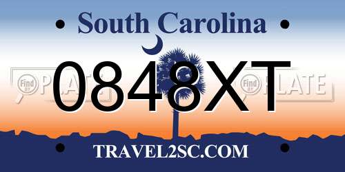 0848XT South Carolina License Plate