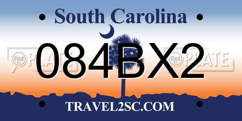 084BX2 South Carolina License Plate