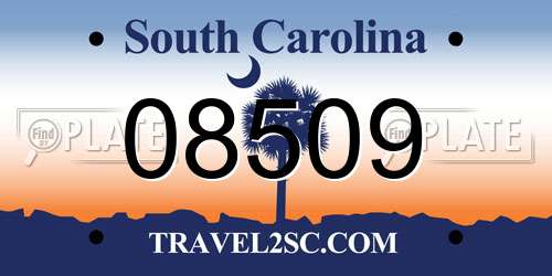 08509 South Carolina License Plate