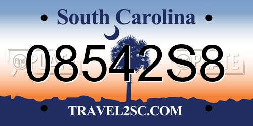 08542S8 South Carolina License Plate