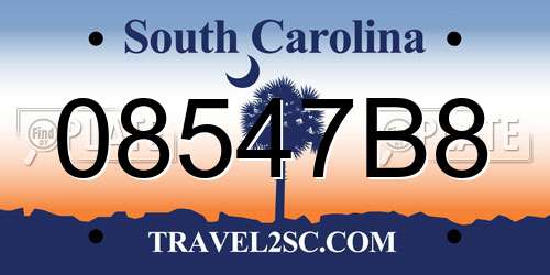 08547B8 South Carolina License Plate