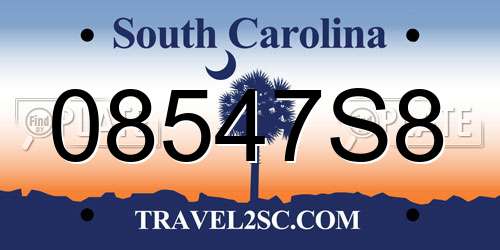 08547S8 South Carolina License Plate