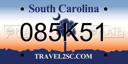 085K51 South Carolina License Plate