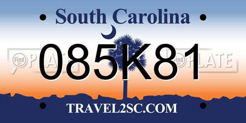 085K81 South Carolina License Plate
