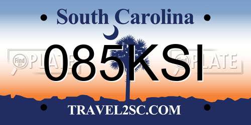 085KSI South Carolina License Plate