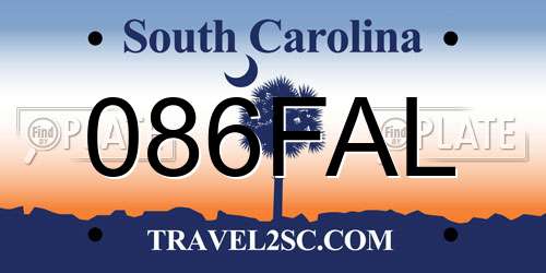 086FAL South Carolina License Plate