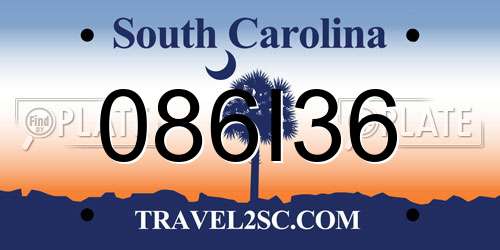 086I36 South Carolina License Plate