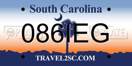 086IEG South Carolina License Plate