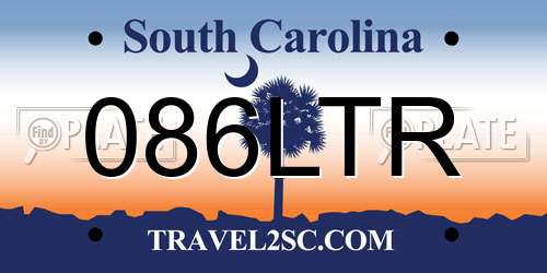 086LTR South Carolina License Plate