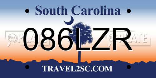 086LZR South Carolina License Plate