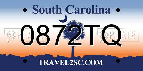 0872TQ South Carolina License Plate