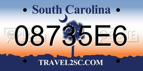 08735E6 South Carolina License Plate