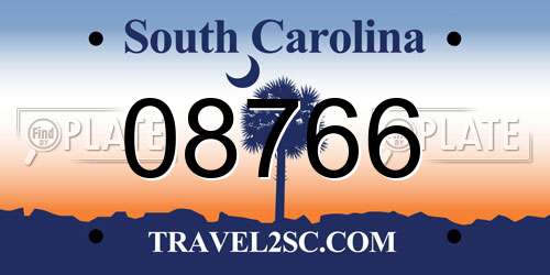 08766 South Carolina License Plate