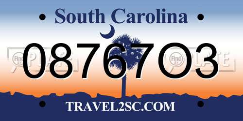 08767O3 South Carolina License Plate