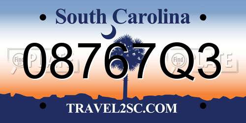 08767Q3 South Carolina License Plate