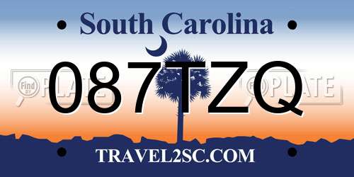 087TZQ South Carolina License Plate