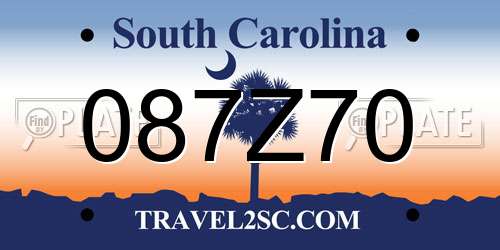 087Z70 South Carolina License Plate