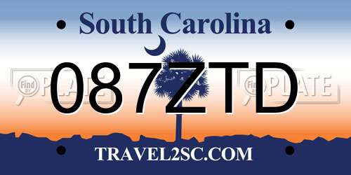 087ZTD South Carolina License Plate