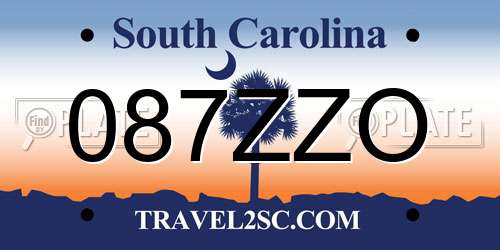 087ZZO South Carolina License Plate