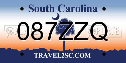087ZZQ South Carolina License Plate
