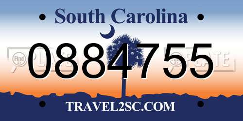 0884755 South Carolina License Plate