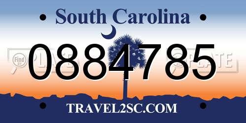 0884785 South Carolina License Plate