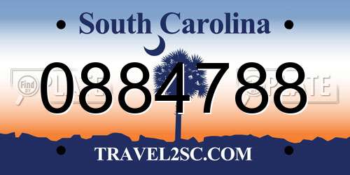 0884788 South Carolina License Plate