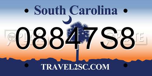 08847S8 South Carolina License Plate