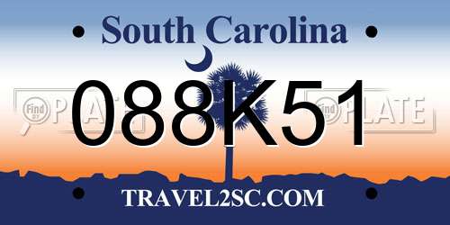 088K51 South Carolina License Plate