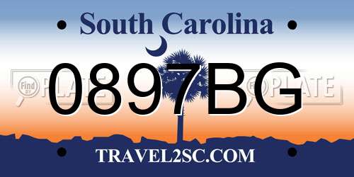 0897BG South Carolina License Plate