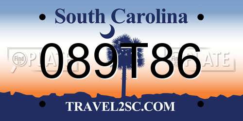 089T86 South Carolina License Plate